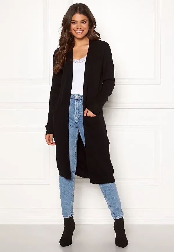 VILA Ril Long Knit Cardigan Black S