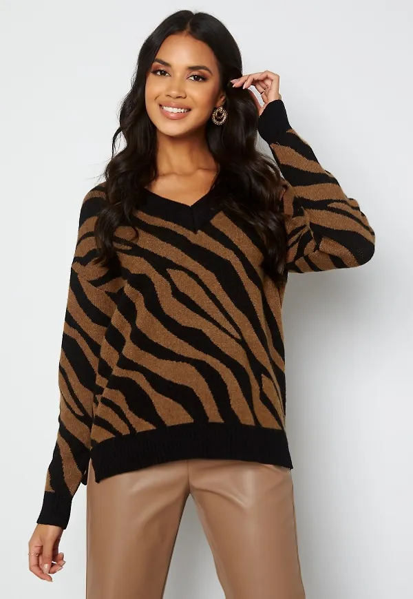 VILA Ril Oversize Knit Top Black Toffee Melange S