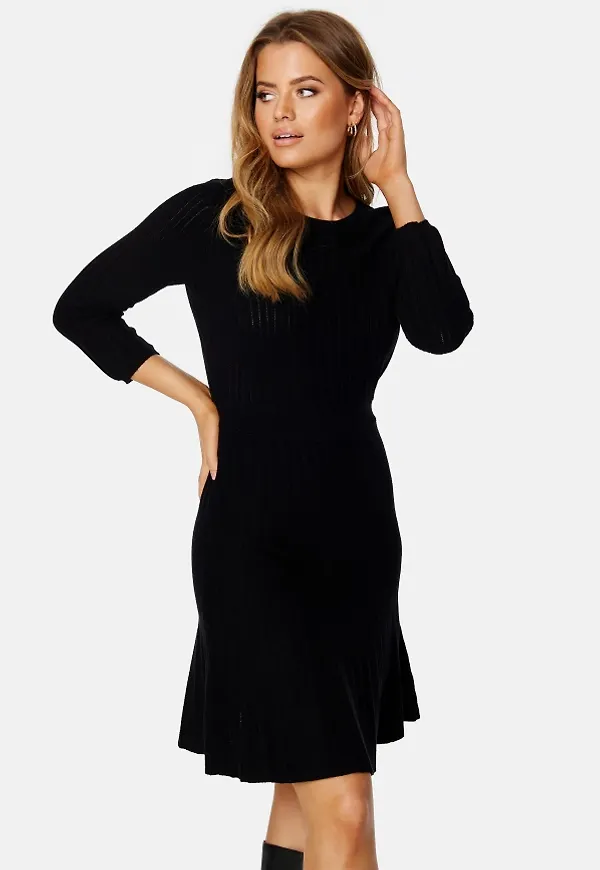 VILA Sachin 3/4 Skater Knit Dress Black M
