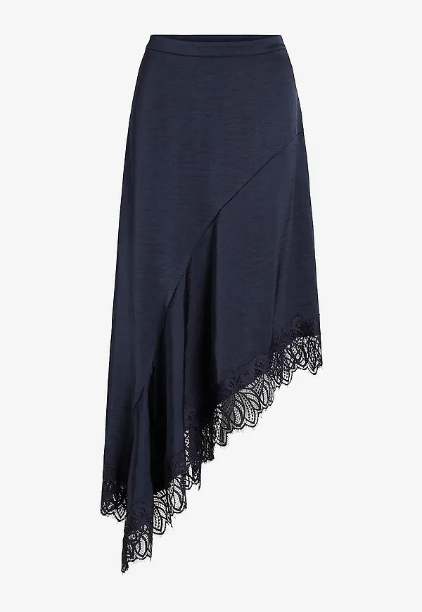 Vila - Satinkjol viLea High Low Lace - Blå