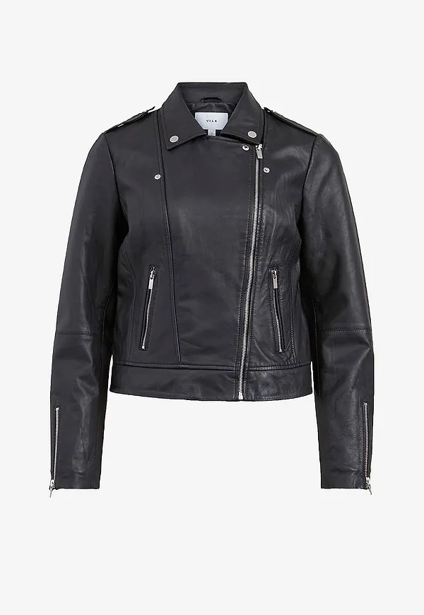 Vila - Skinnjacka viFeli Leather Jacket - Svart