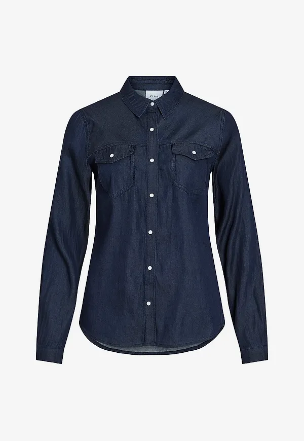 Vila - Skjorta viBista Denim Shirt - Blå