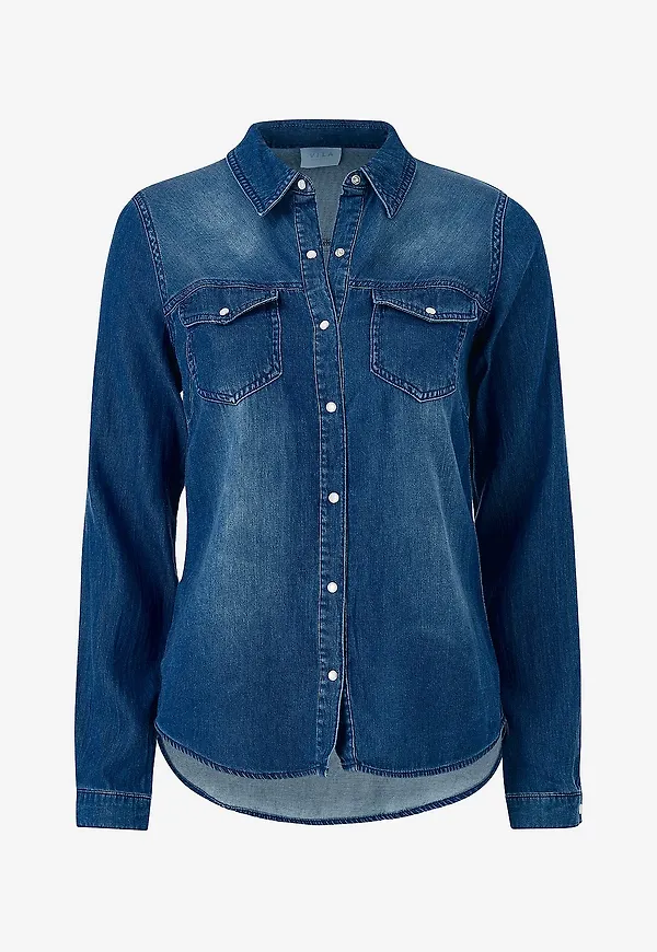 Vila - Skjorta viBista Denim Shirt - Blå