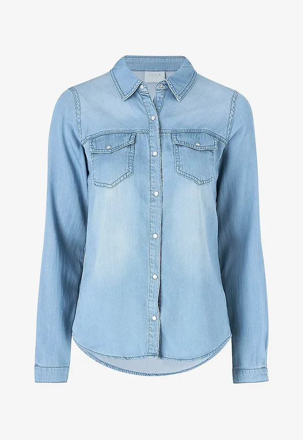 Vila - Skjorta viBista Denim Shirt - Blå