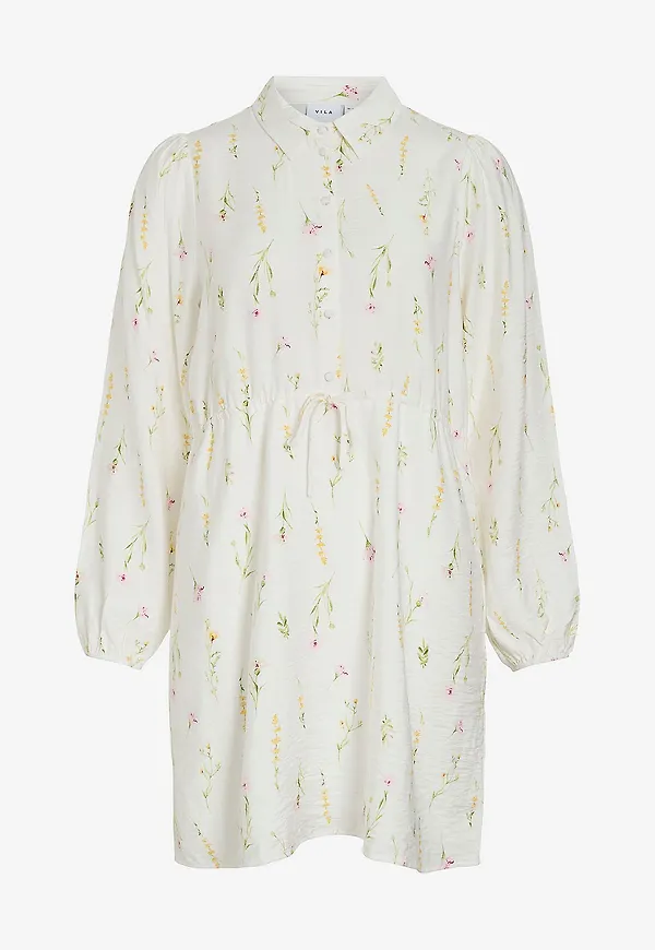 Vila - Skjortklänning viGiti Lore O-neck L/S - Vit – Ellos