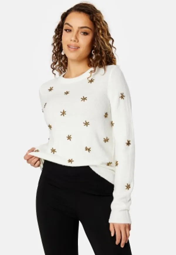 VILA Snow L/S Christmas Knit Snow White L