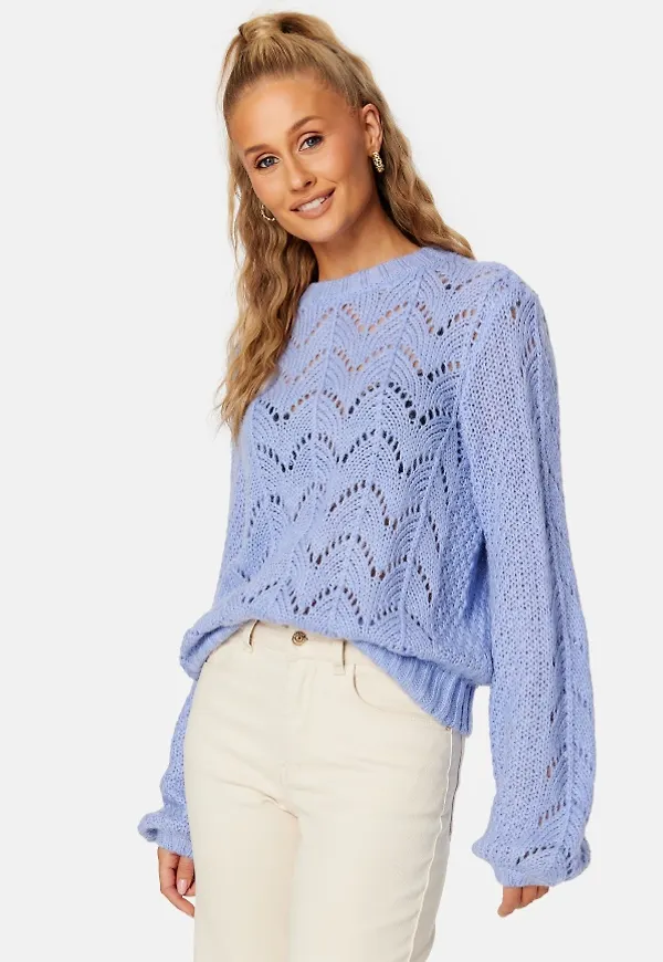VILA Sultan Knit O-Neck L/S Top Pale Iris Melange M