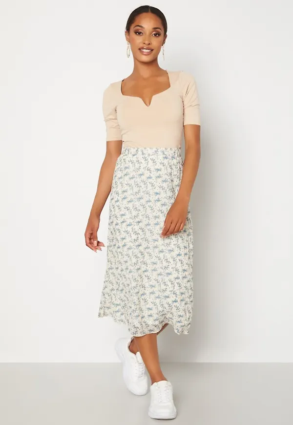 VILA Sussi HW Midi Skirt Captains Blue AOP Be 38