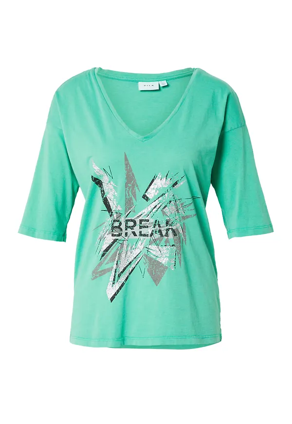 VILA T-shirt grå / jade / svart / silver
