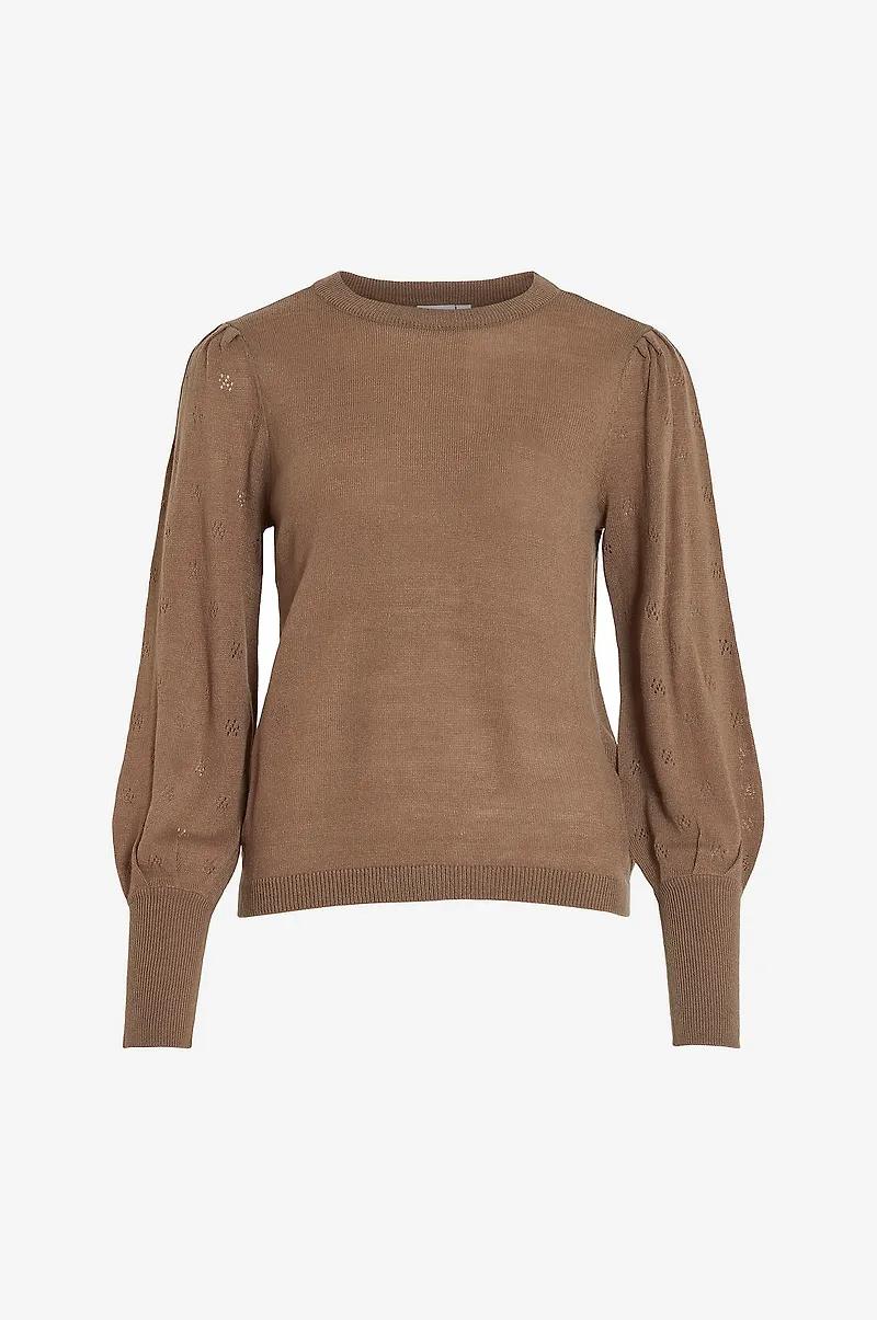 Vila - Topp viAva L/S O-neck Knit Pullover - Brun