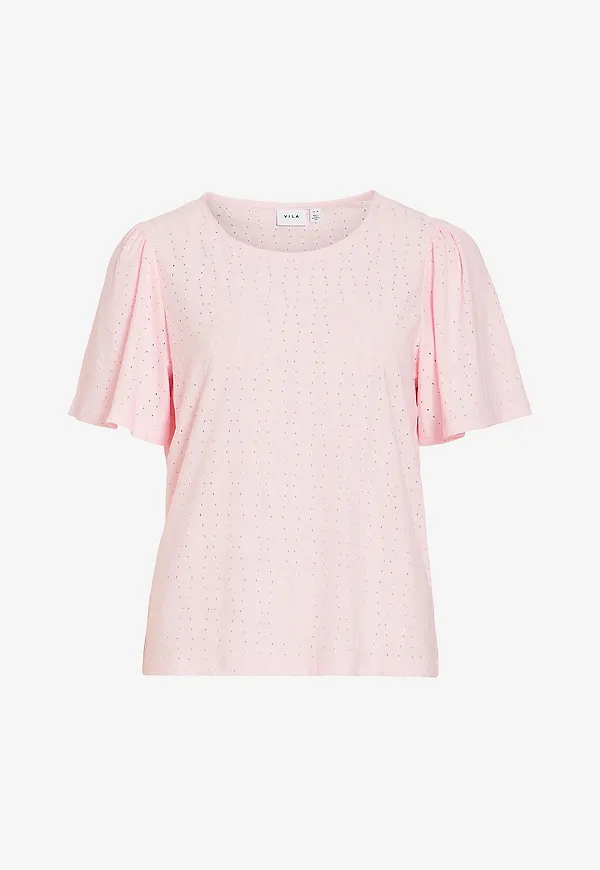 Vila - Topp viBelli O-neck S/S Top - Rosa