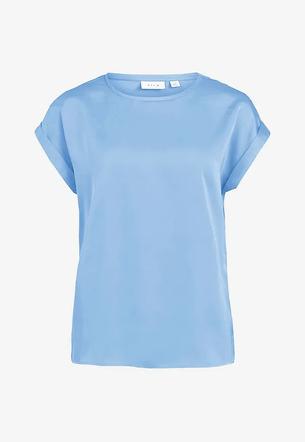 Vila - Topp viEllette S/s Satin - Blå