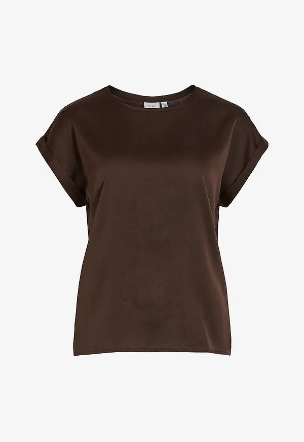 Vila - Topp viEllette S/s Satin - Brun