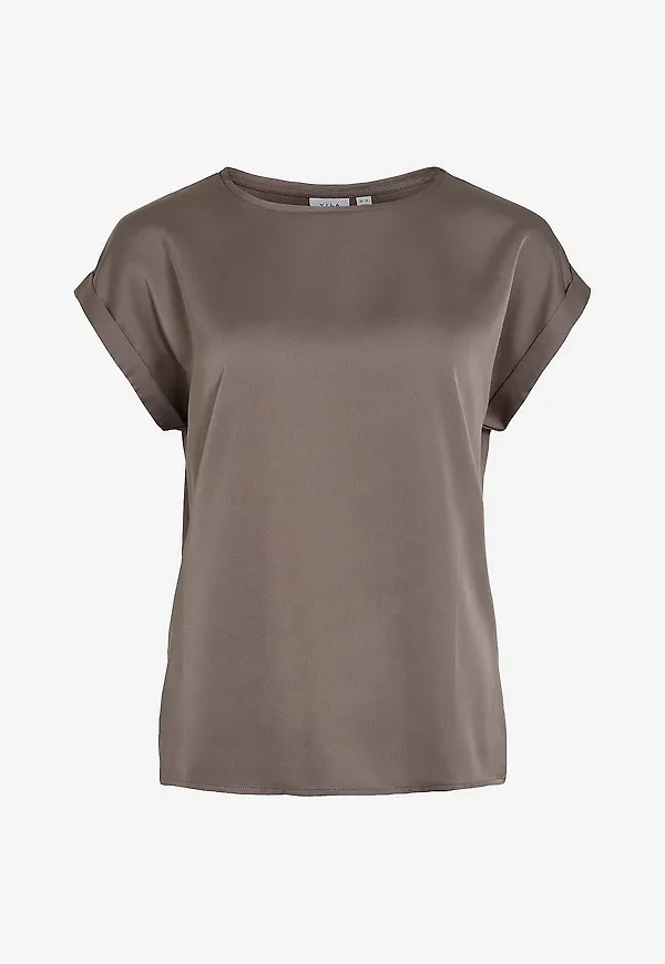 Vila - Topp viEllette S/s Satin - Brun