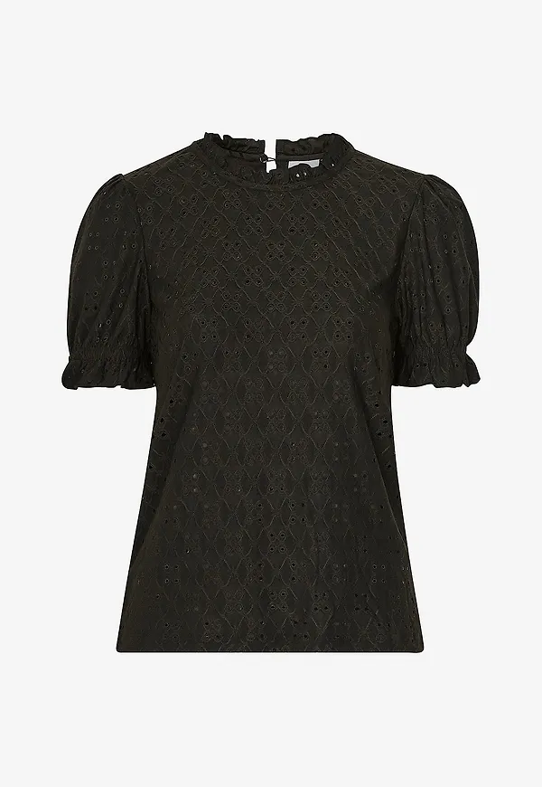 Vila - Topp viKawa S/S Flounce Top - Svart
