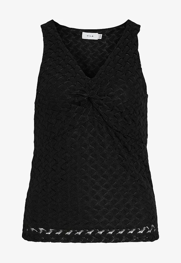 Vila - Topp viSolira V-neck S/l Top/dfs - Svart