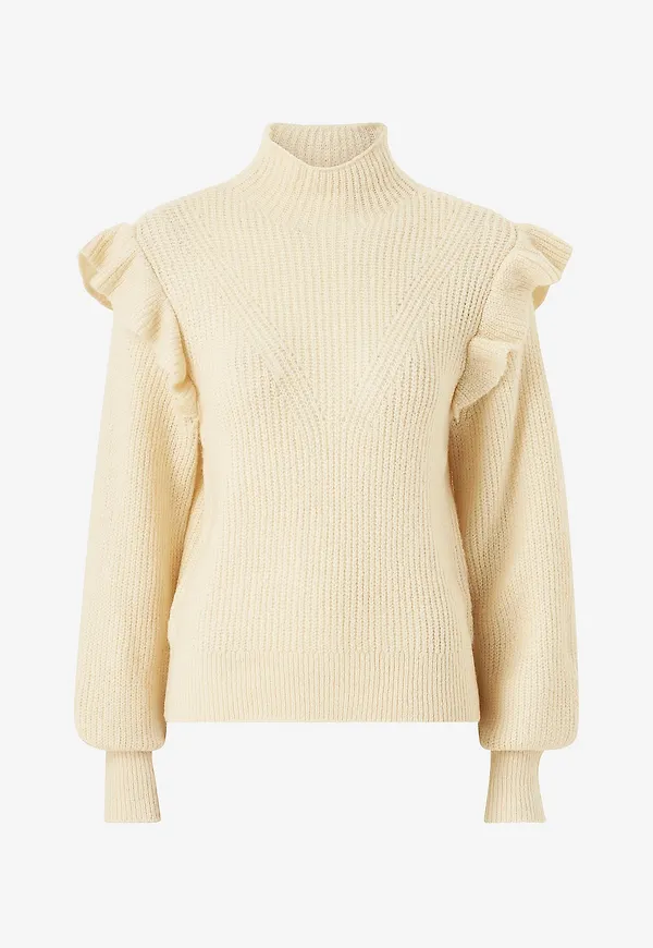 Vila - Tröja viBooba Frill Pullover - Beige