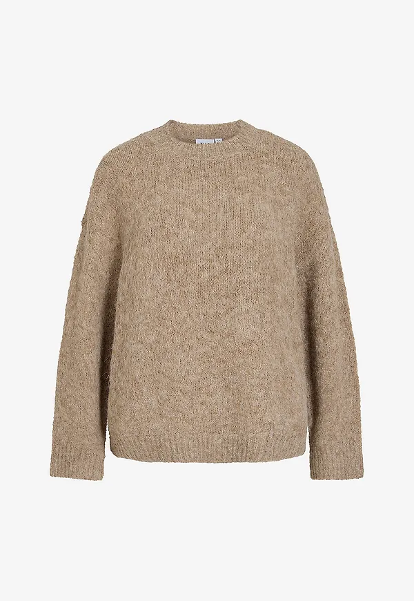 Vila - Tröja Vibows L/S O-Neck Knit- - Brun