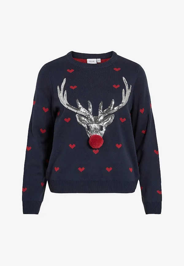 Vila - Tröja viMistel L/S Pullover/ka - Blå