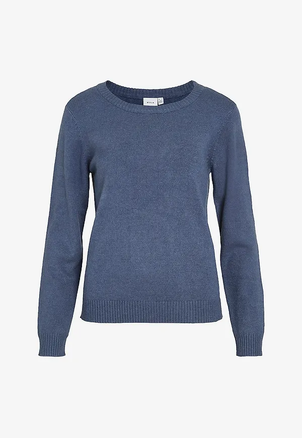 Vila - Tröja viRil L/s O-neck Knit Top - Blå