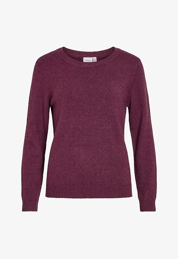 Vila - Tröja viRil L/s O-neck Knit Top - Röd