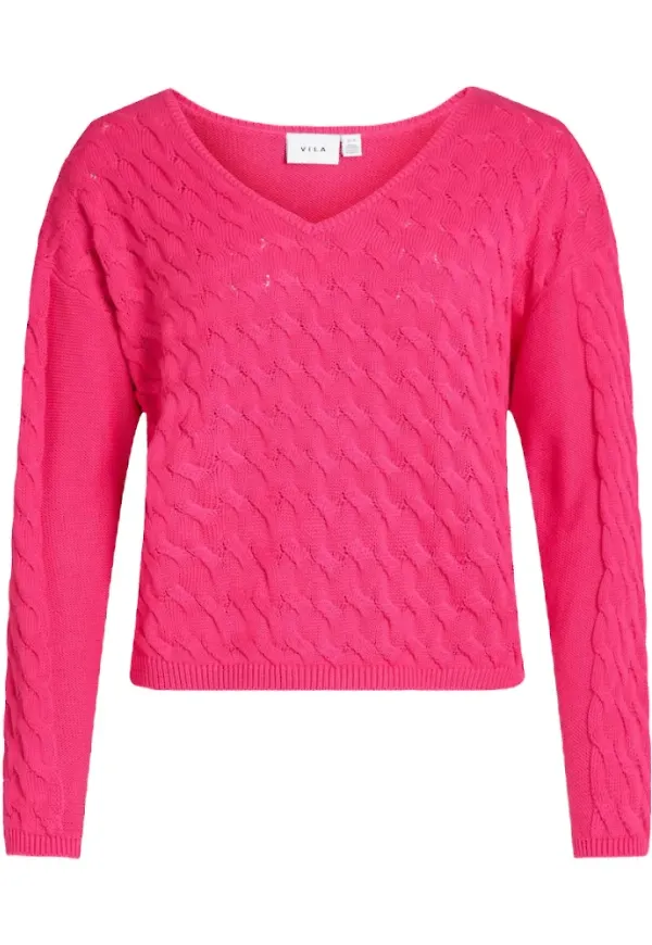 Vila V-ringning stickad Rosa, Dam