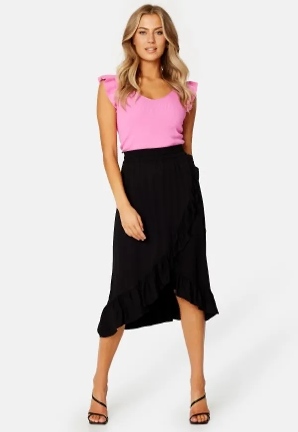 VILA Vero HW Flounce Skirt Black 42