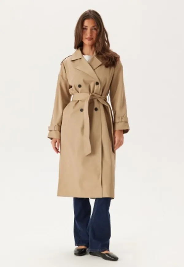 VILA Viaddison L/S LONG TRENCHCOAT Savannah Tan 40