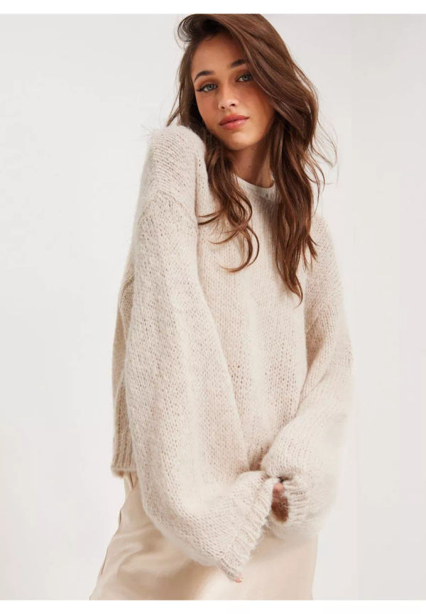 Vila Vichoca L/S O-Neck Knit #1 Grovstickade tröjor Cloud Dancer