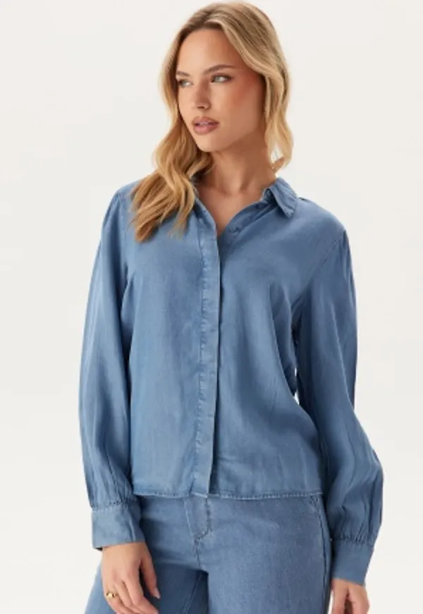 VILA Vigivani L/S PLACKET DENIM SHI Light Blue Denim 36