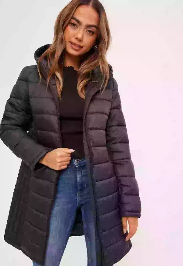 Vila Visibiria L/S New Quilted Hood Jack Höstjackor & Vårjackor Black