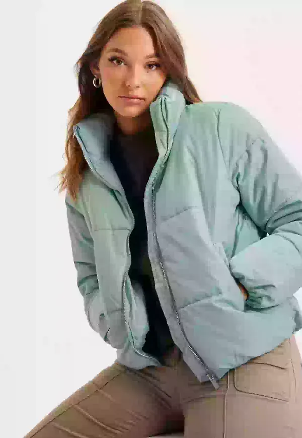 Vila Vitate L/S Short Puffer Jacket - No Puffer jackets Tourmaline