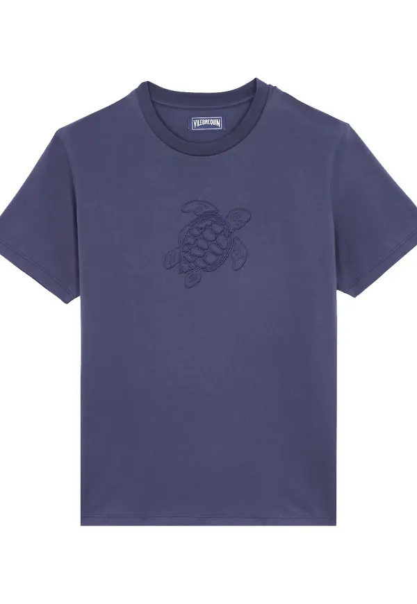 Vilebrequin Turtle t-shirt med brodyr - Blå