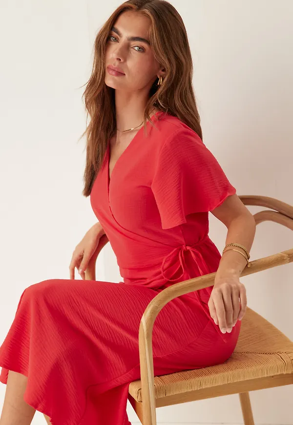 Vilovie S/S Wrap Midi Dress