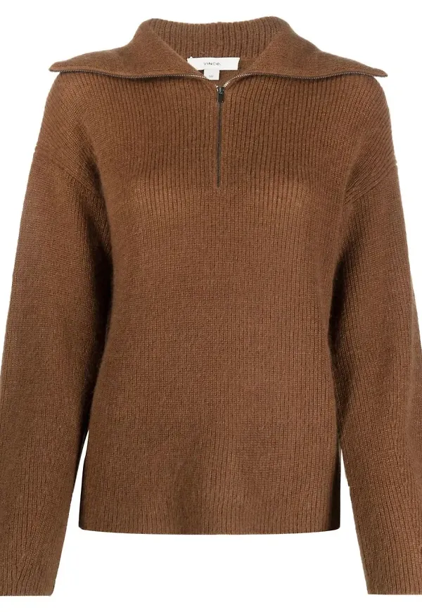 Vince pullover med halv dragkedja - Brun