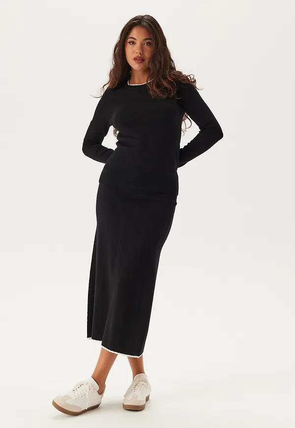 Viscose Contrast Knitted Skirt