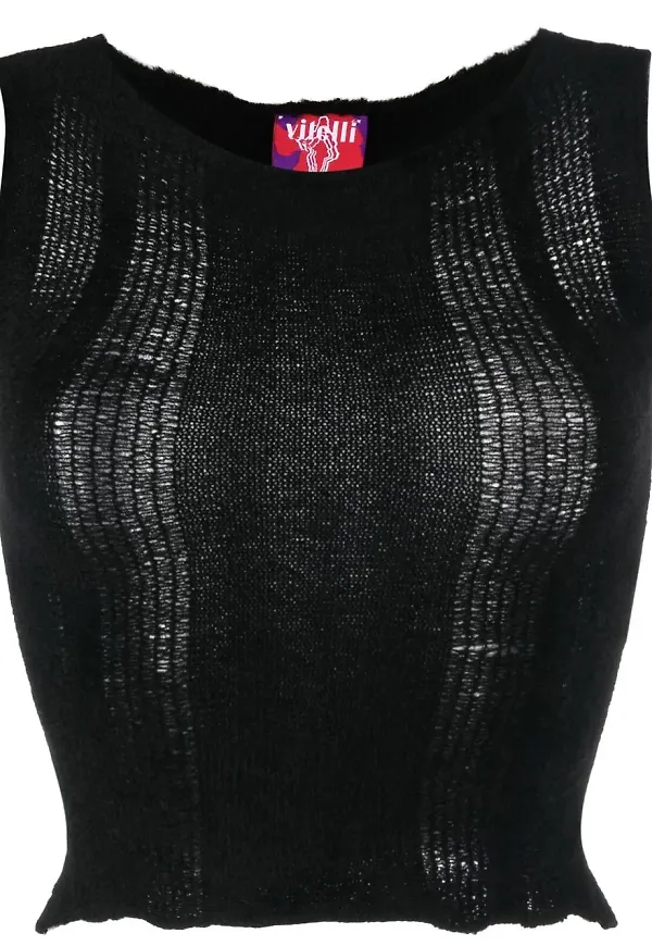 VITELLI halvskir stickad croptop - Svart
