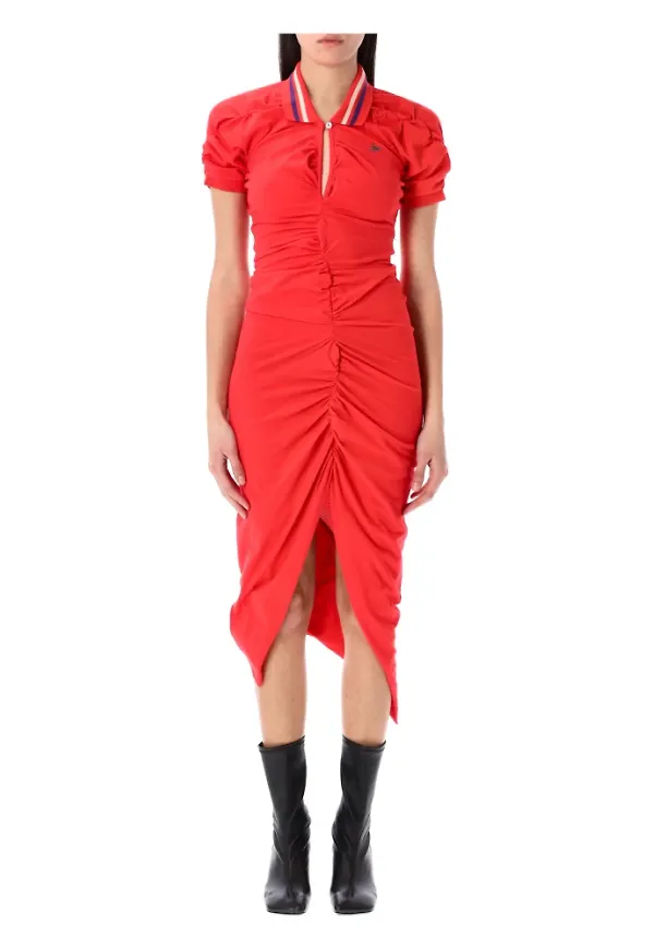 Vivienne Westwood, Klänning, Dam, S, Bomull, Hibiscus Bomullsklänning med Randig Krage
