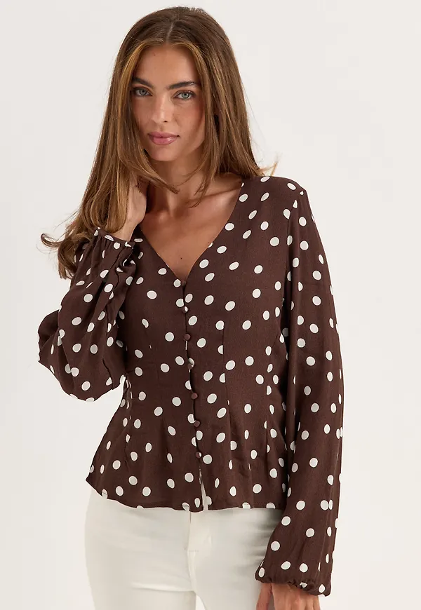 Vmelisa L/S V-NECK BUTTON TOP