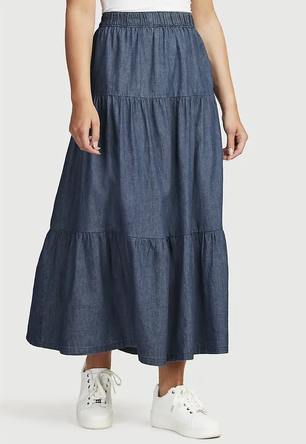 Volangkjol i denim
