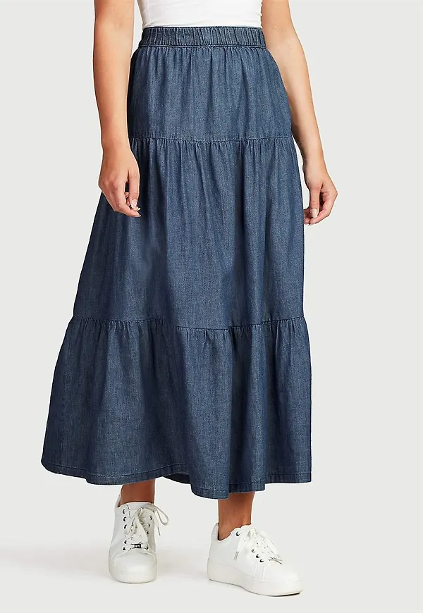 Volangkjol i denim