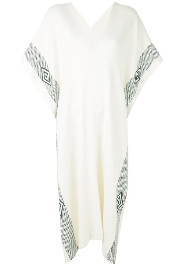 VOZ diamantmönstrad poncho - Vit