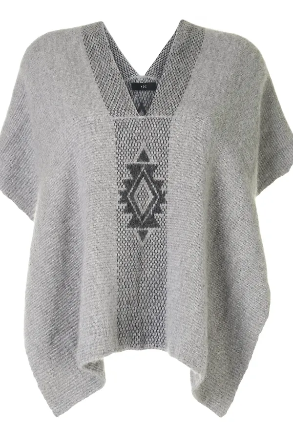 VOZ Estrella stickad poncho - Grå