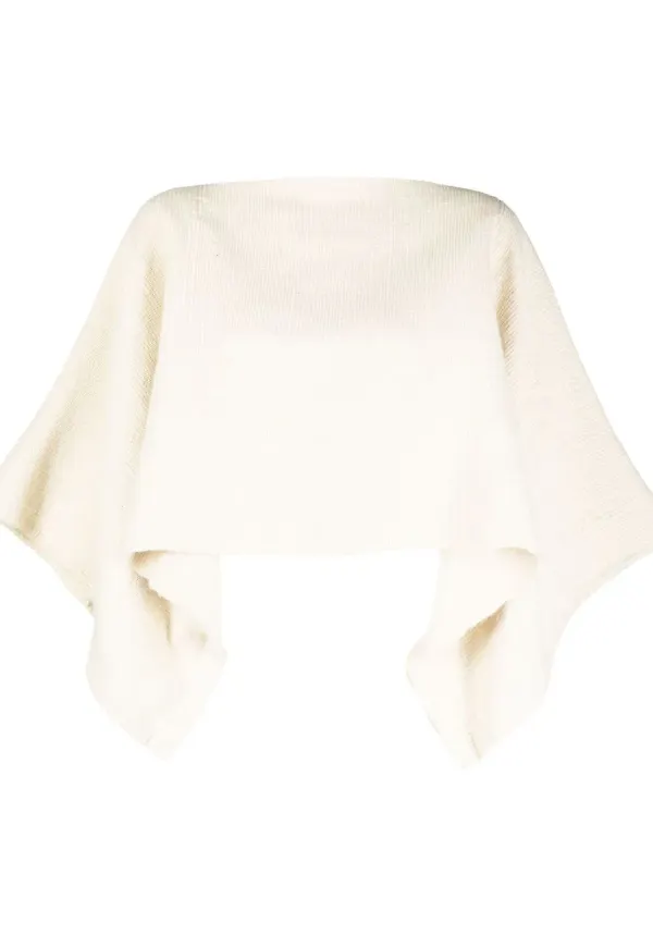 VOZ stickad croptop i alpackaull - Vit