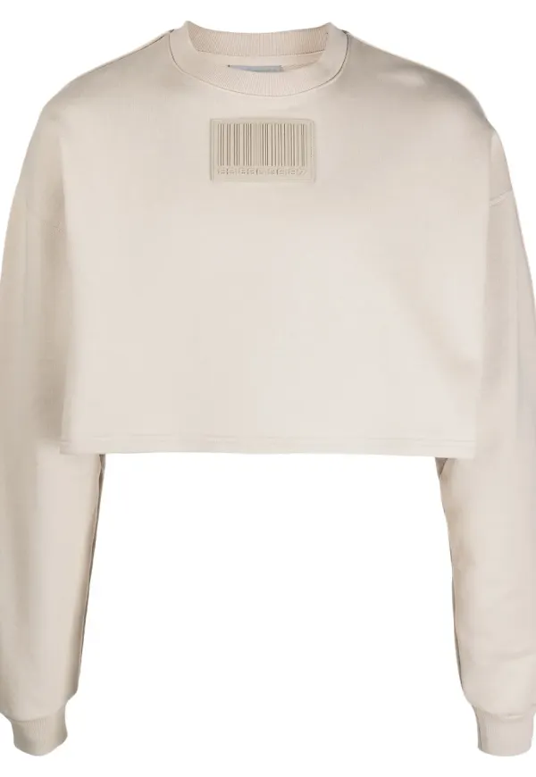 VTMNTS kort sweatshirt med streckkod - Neutral