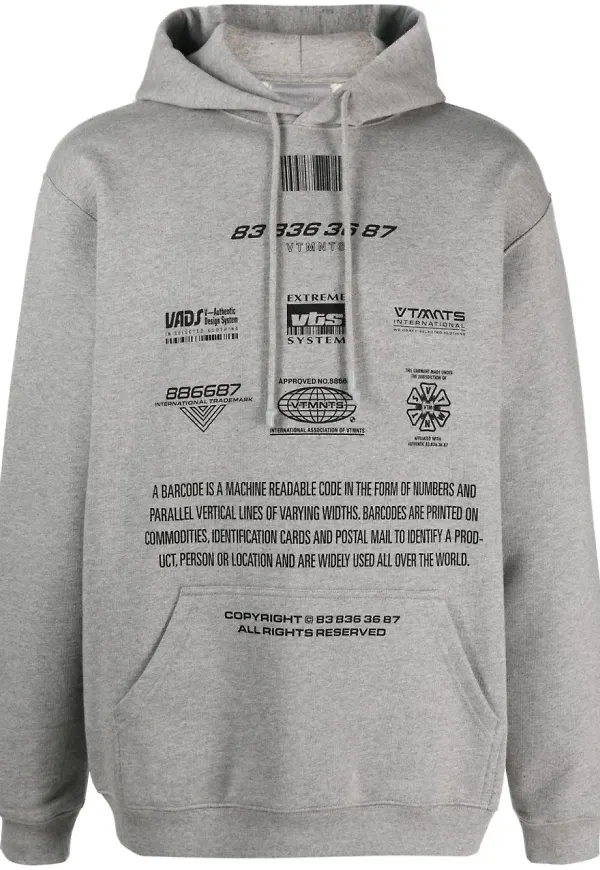 VTMNTS Movie Barcode Definition hoodie - Grå