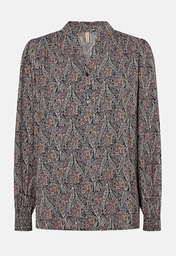 Vävd blus med knappar
