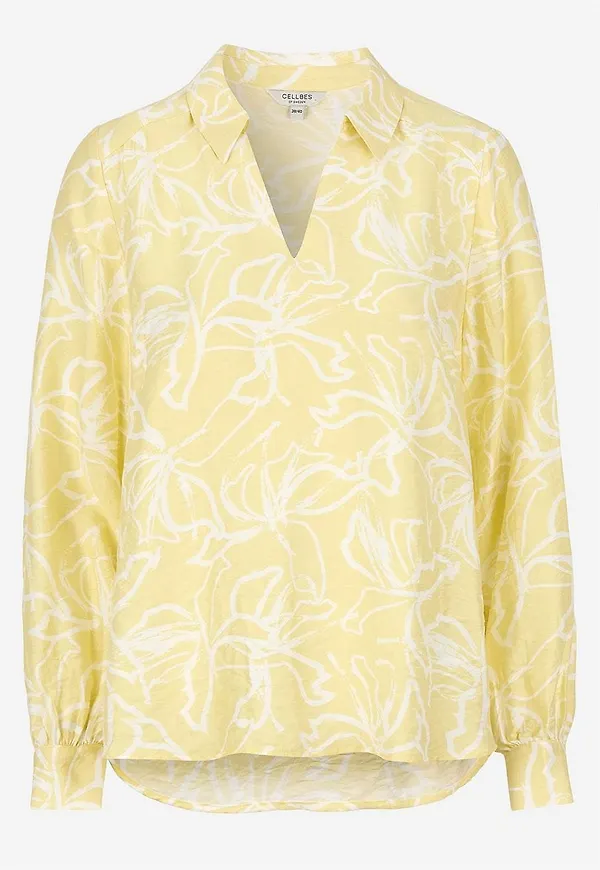 Vävd blus med vida ärmar