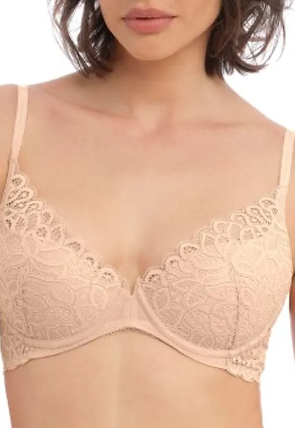 Wacoal BH Raffine Plunge Push Up Bra Beige E 65 Dam