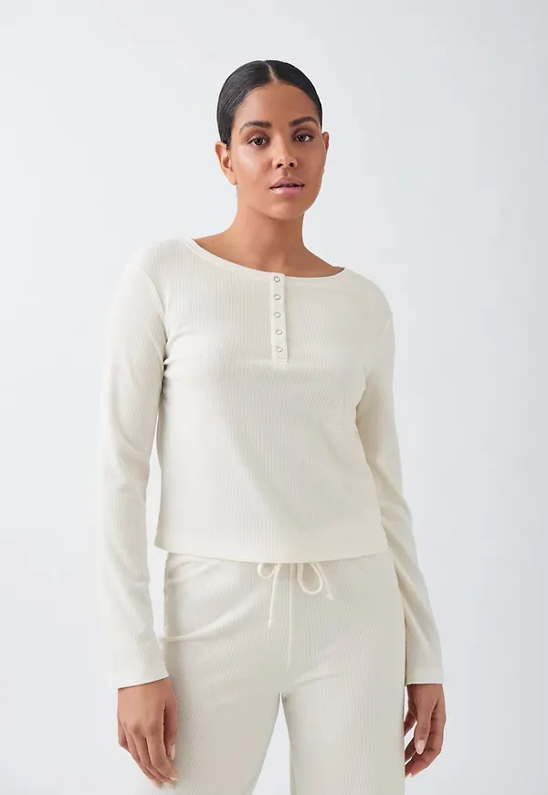 Waffle pyjamas long sleeve top